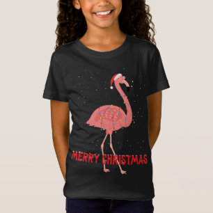 Camiseta Luzes de árvore de Natal lindas flamingo