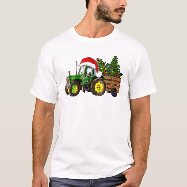Camiseta Luzes de árvore do trator de fazenda (Frente)