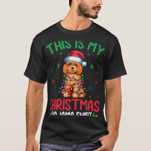 Camiseta Luzes de árvore feia do Xmas Papais noeis Apoo Cão