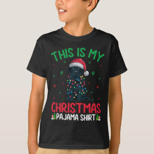 Camiseta Luzes de árvore feia do Xmas Papais noeis Black La