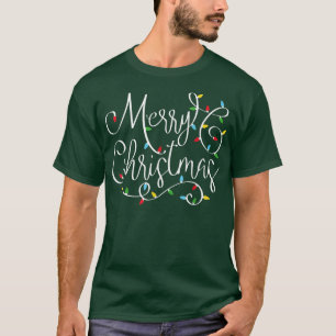 Camiseta Luzes de Árvore Feliz de Natal Correspondendo aos
