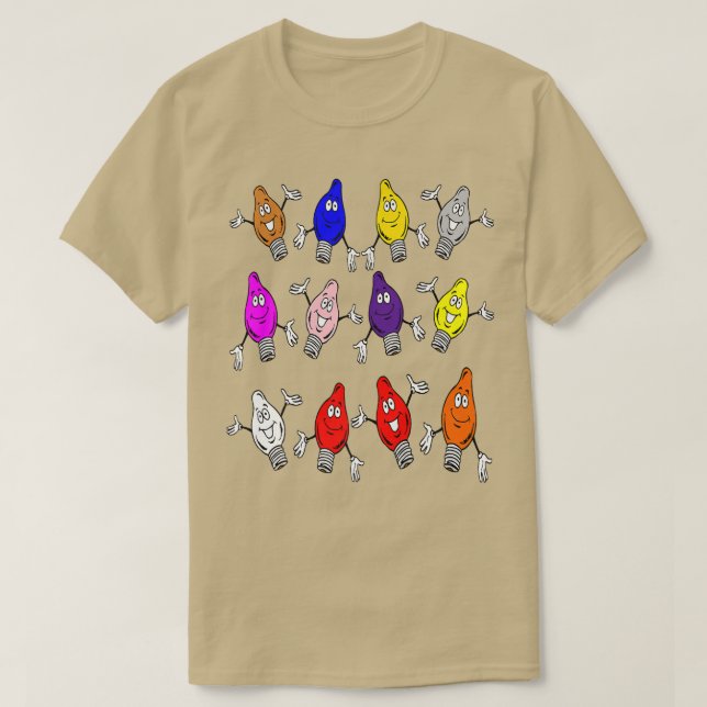 Camiseta Luzes de árvore natalícia Luzes multicamadas Pajam (Frente do Design)