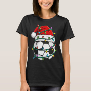 Camiseta Luzes de Chapéu de Natal do Futebol de Natal Roupa