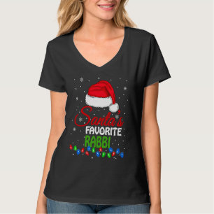 Camiseta Luzes de Chapéu de Papai Noel Favorito do Rabino N