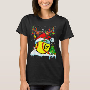 Camiseta Luzes de Chapéu de Papai Noel Rena Santa Natal de