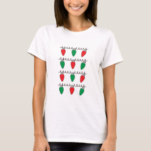 Camiseta Luzes de Corda Desenho da Lâmpada de Natal