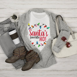 Camiseta Luzes de Cordas de Natal Engraçado do Santa Claus 