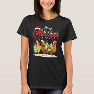 Camiseta Luzes de Fadas de Natal de Galinha Feliz Natal Gal