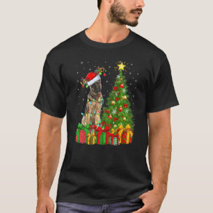 Camiseta Luzes de Férias de Natal Papai Noel Pastor Alemão 