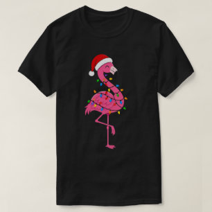 Camiseta Luzes de Flamingo de Natal Festa Tropical