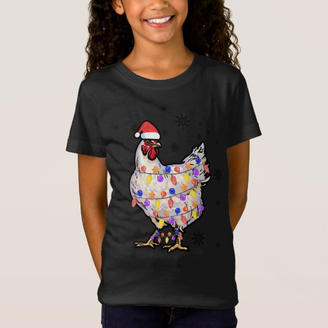 Camiseta Luzes de frango com Papai Noel de Natal pijamas Fu (Frente)