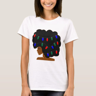 Camiseta Luzes de Natal Afro Cabelo Natural