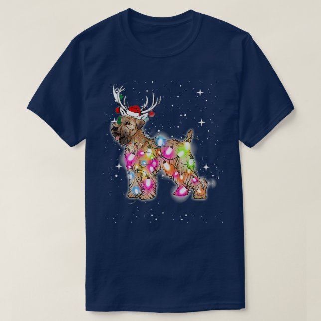 Camiseta Luzes de Natal Cachorro Mole Revestido Cachorro (Frente do Design)