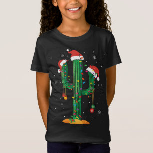 Camiseta Luzes de Natal Cactus Lover Engraçado Xmas Pajama