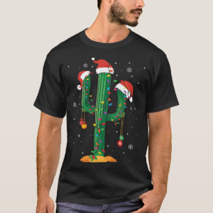 Camiseta Luzes de Natal Cactus Lover Engraçado Xmas Pajama