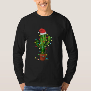 Camiseta Luzes de Natal Cactus Sobrevive Engraçado Xmas