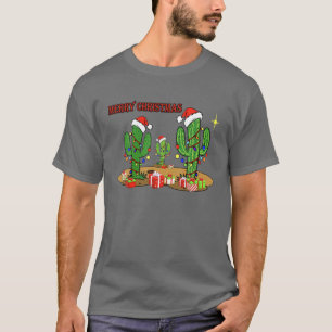 Camiseta Luzes de Natal Cactus Sobrevive Engraçado Xmas