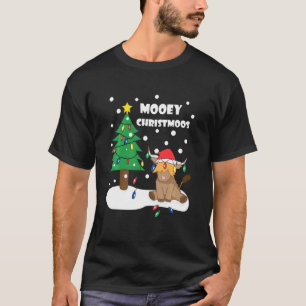 Camiseta Luzes de Natal Camisola Feia Vaca das Terras Altas