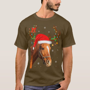Camiseta Luzes de Natal Cavalo Engraçado Rena Papai Noel Ca