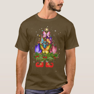 Camiseta Luzes de Natal da Butterflys Árvore de Natal Chapé
