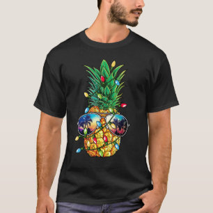 Camiseta Luzes de Natal de Abacaxi Árvore de Natal Óculos d