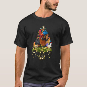 Camiseta Luzes De Natal De Árvore De Natal De Galinhas Gali