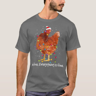Camiseta Luzes de Natal de frango Estou bem Está tudo bem