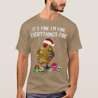 Camiseta Luzes de Natal de frango Estou bem Está tudo bem