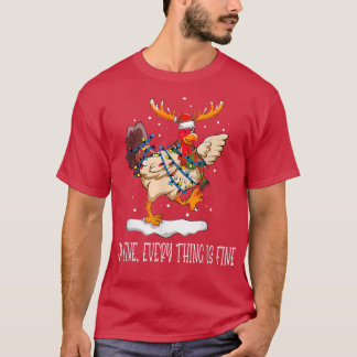 Camiseta Luzes de Natal de frango Estou bem Está tudo bem