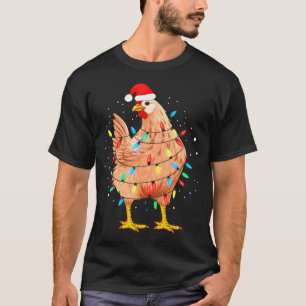 Camiseta Luzes de Natal de Frango Fazenda Animal Natal Funi