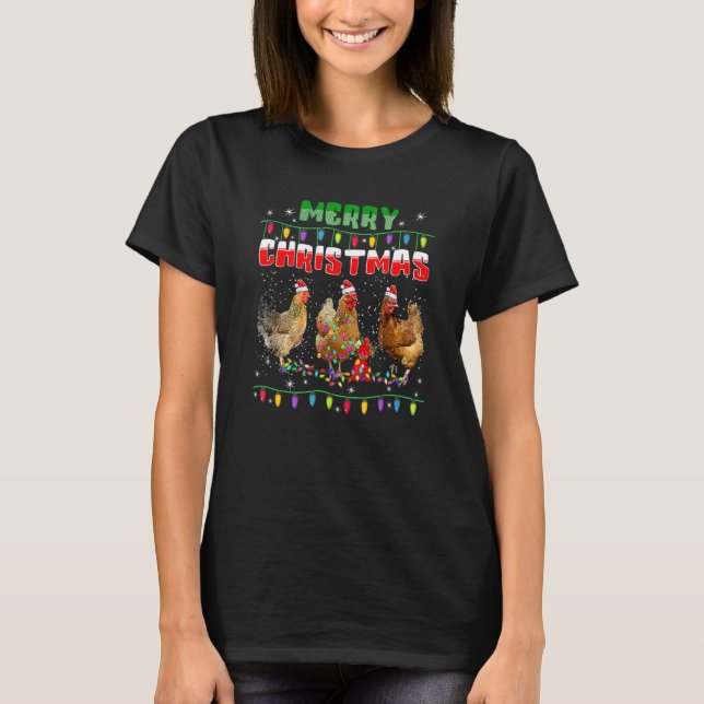 Camiseta Luzes de Natal de Frango Merry Xmas Frango (Frente)