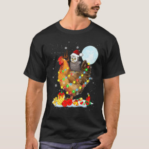 Camiseta Luzes de Natal de Papai Noel Coruja montando Rena 