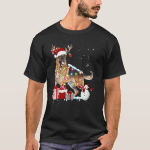 Camiseta Luzes de Natal de Pastor Alemão de Santa Rena X