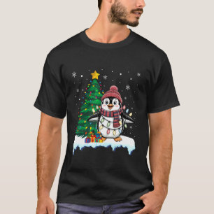 Camiseta Luzes de Natal de Pengim Árvore de Natal Engraçado