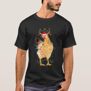 Camiseta Luzes de Natal de Renas de Galinha Natal