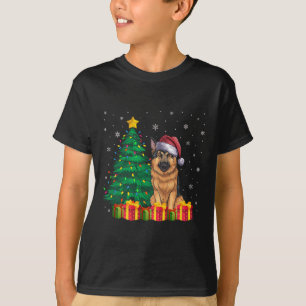 Camiseta Luzes de Natal de Santa Hat German shepherd Feia