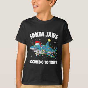 Camiseta Luzes de Natal de Tubarão do Papai Noel Feliz Shar