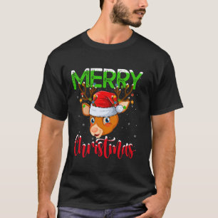 Camiseta Luzes de Natal divertidas de rena do Papai Noel Na