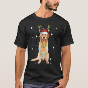 Camiseta Luzes de Natal do Cadelinho Golden Retriever Rena