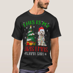 Camiseta Luzes de Natal do Cão Maltês Pijama de Natal
