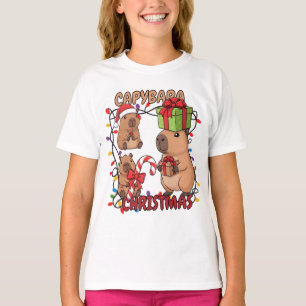 Camiseta Luzes de Natal do Capivara Fofo Festa Festiva