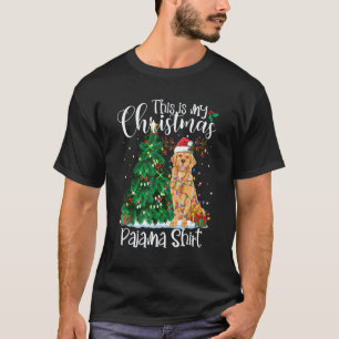 Camiseta Luzes de Natal do Golden Retriever  Cachorro de Pi