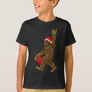 Camiseta Luzes de Natal do Papai Noel Pé Grande Divertido S