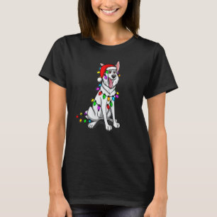 Camiseta Luzes de Natal do Pastor Alemão Branco