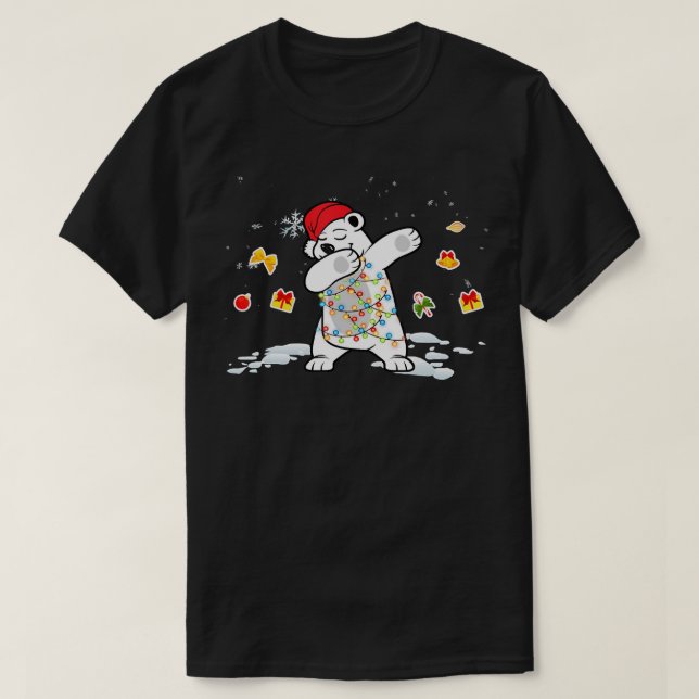 Camiseta Luzes de Natal do Urso Polar de Papais noeis (Frente do Design)