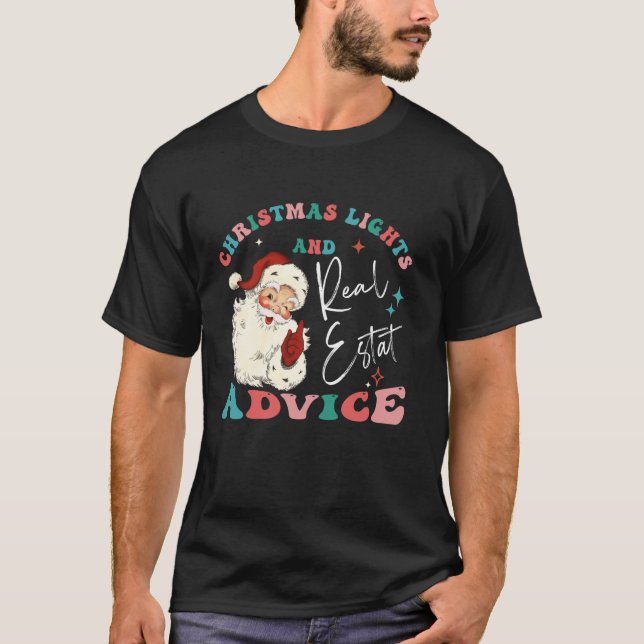 Camiseta Luzes De Natal E Aconselhamento Imobiliário Engraç (Frente)