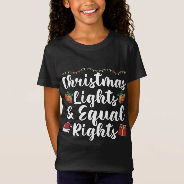 Camiseta Luzes de Natal e direitos iguais (Frente)