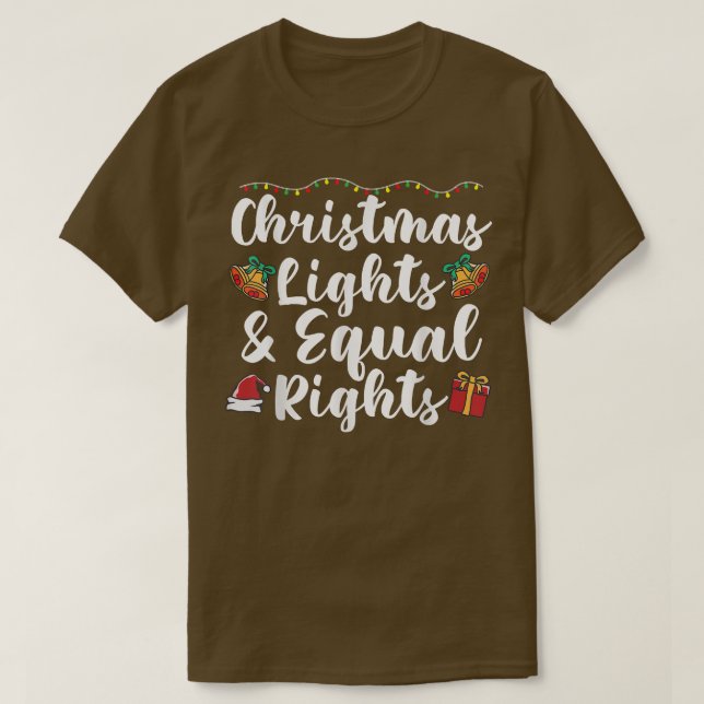 Camiseta Luzes de Natal e direitos iguais (Frente do Design)