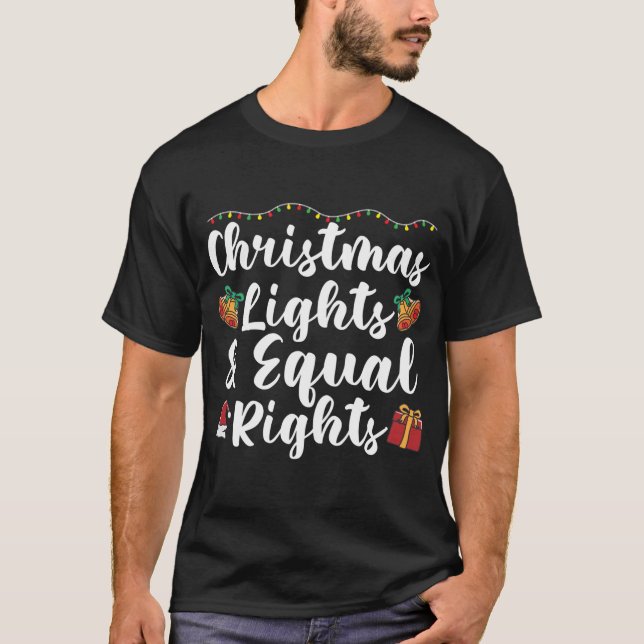 Camiseta Luzes de Natal e direitos iguais (Frente)