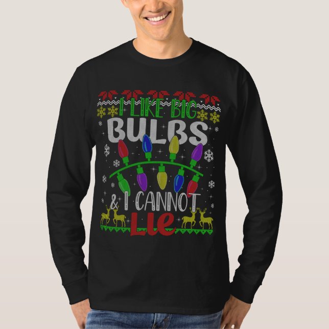 Camiseta Luzes de Natal Engraçadas Eu gosto da Família das  (Frente)